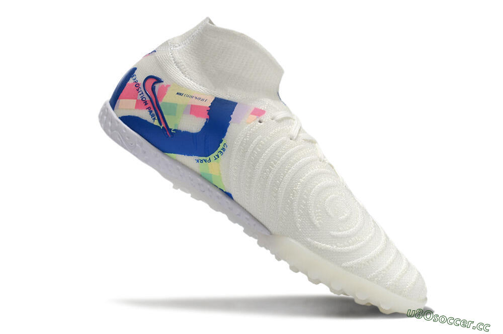 Men's Nike Phantom Luna Elite NU TF Artificial Turf High-Tops Football Shoes - Beige/Blue/Yellow/Pink 4