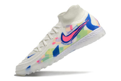 Men's Nike Phantom Luna Elite NU TF Artificial Turf High-Tops Football Shoes - Beige/Blue/Yellow/Pink