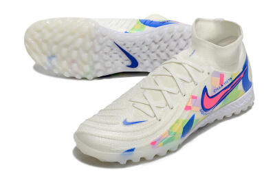 Men's Nike Phantom Luna Elite NU TF Artificial Turf High-Tops Football Shoes - Beige/Blue/Yellow/Pink