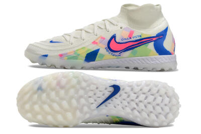 Men's Nike Phantom Luna Elite NU TF Artificial Turf High-Tops Football Shoes - Beige/Blue/Yellow/Pink