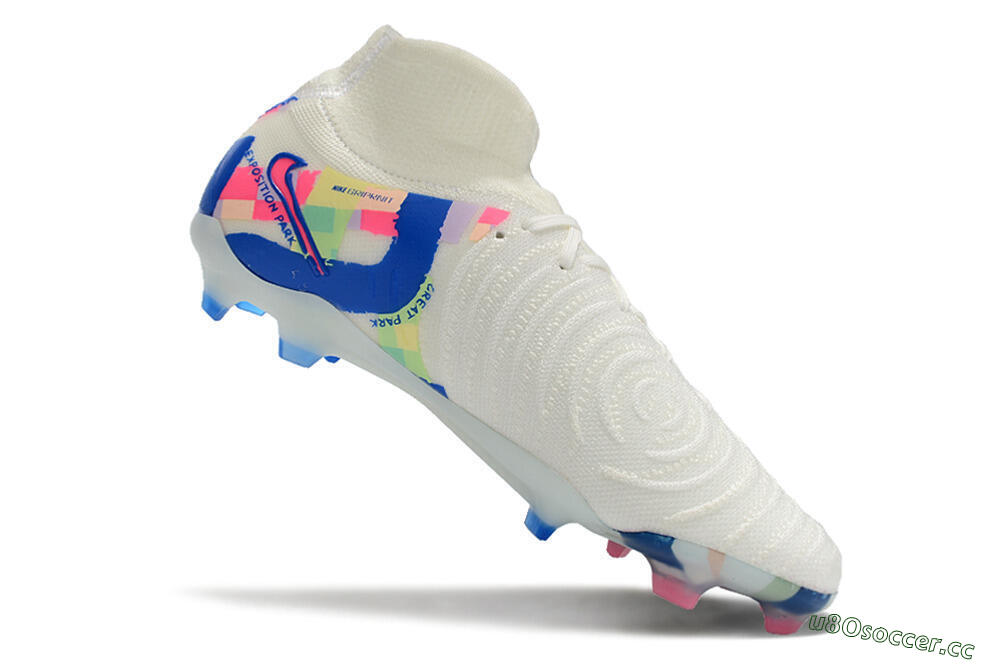 Men's Nike Phantom Luna Elite NU FG Firm Ground High-Tops Football Boots - Beige/Blue/Yellow/Pink 4