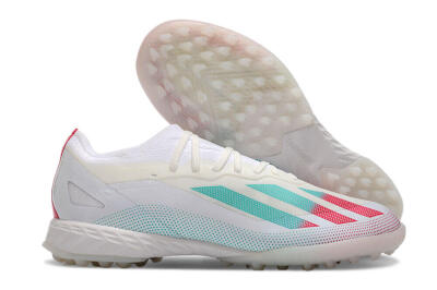 Men's Adidas X Crazyfast.1 TF Artificial Turf Low-Tops Football Shoes - White/Red/Jade