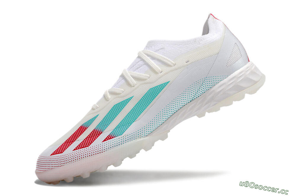 Men's Adidas X Crazyfast.1 TF Artificial Turf Low-Tops Football Shoes - White/Red/Jade 5