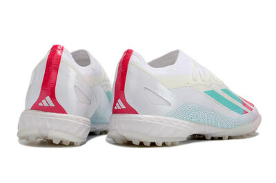 Men's Adidas X Crazyfast.1 TF Artificial Turf Low-Tops Football Shoes - White/Red/Jade