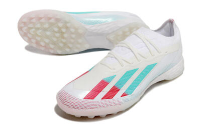 Men's Adidas X Crazyfast.1 TF Artificial Turf Low-Tops Football Shoes - White/Red/Jade