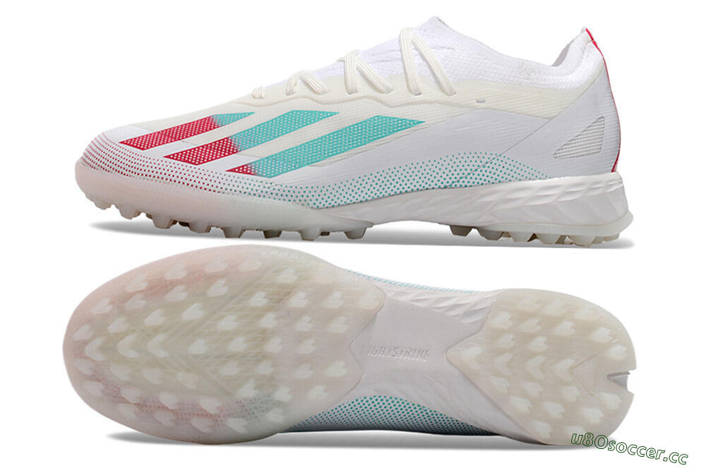 Men's Adidas X Crazyfast.1 TF Artificial Turf Low-Tops Football Shoes - White/Red/Jade 1