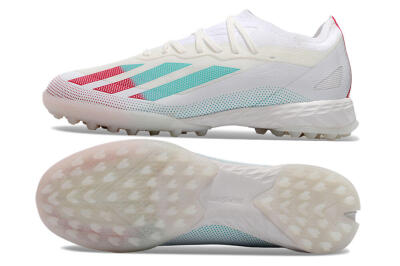 Men's Adidas X Crazyfast.1 TF Artificial Turf Low-Tops Football Shoes - White/Red/Jade