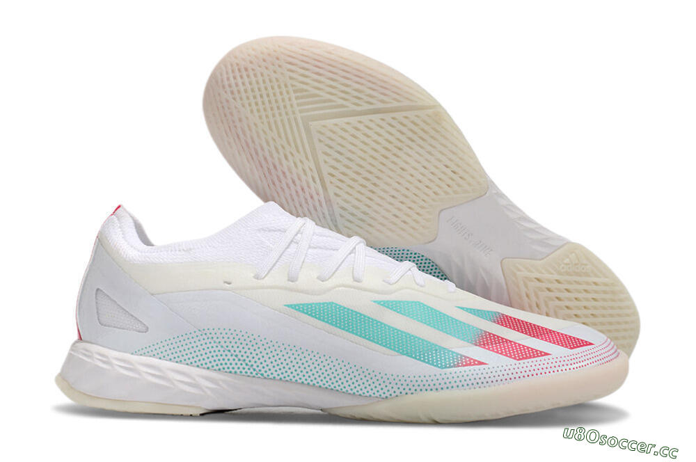 Men's Adidas X Crazyfast.1 IC Indoor & Futsal Low-Tops Football Shoes - White/Red/Jade 2