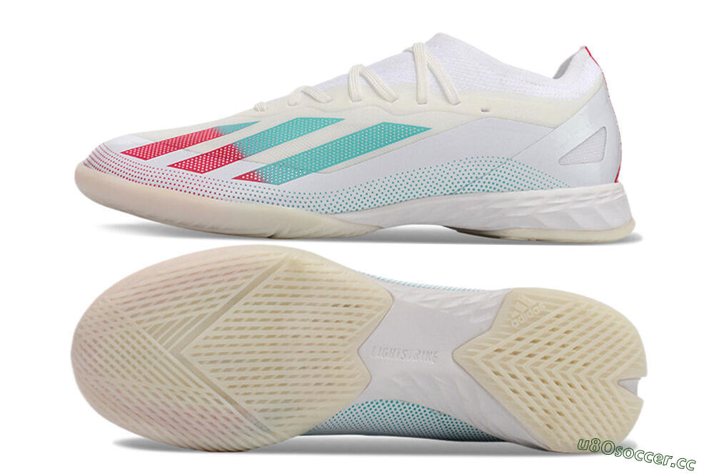 Men's Adidas X Crazyfast.1 IC Indoor & Futsal Low-Tops Football Shoes - White/Red/Jade 1