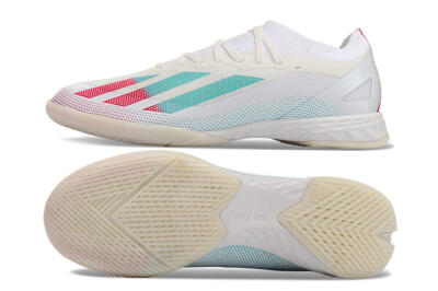 Men's Adidas X Crazyfast.1 IC Indoor & Futsal Low-Tops Football Shoes - White/Red/Jade