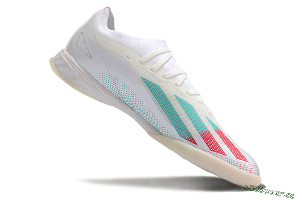 Men's Adidas X Crazyfast.1 IC Indoor & Futsal Low-Tops Football Shoes - White/Red/Jade 4