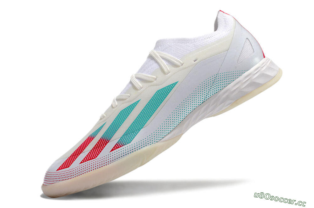 Men's Adidas X Crazyfast.1 IC Indoor & Futsal Low-Tops Football Shoes - White/Red/Jade 5
