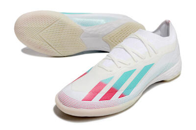 Men's Adidas X Crazyfast.1 IC Indoor & Futsal Low-Tops Football Shoes - White/Red/Jade
