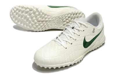 Men's Nike Tiempo Legend 10 Academy TF Artificial Turf Low-Tops Football Shoes - White/Green