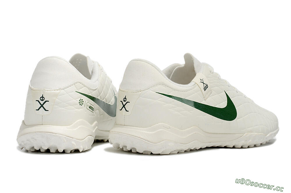 Men's Nike Tiempo Legend 10 Academy TF Artificial Turf Low-Tops Football Shoes - White/Green 6