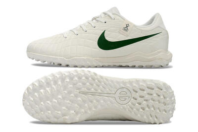Men's Nike Tiempo Legend 10 Academy TF Artificial Turf Low-Tops Football Shoes - White/Green