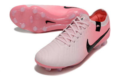 Men's Nike Tiempo Legend 10 Elite FG Firm Ground Low-Tops Football Boots - Pink/Black