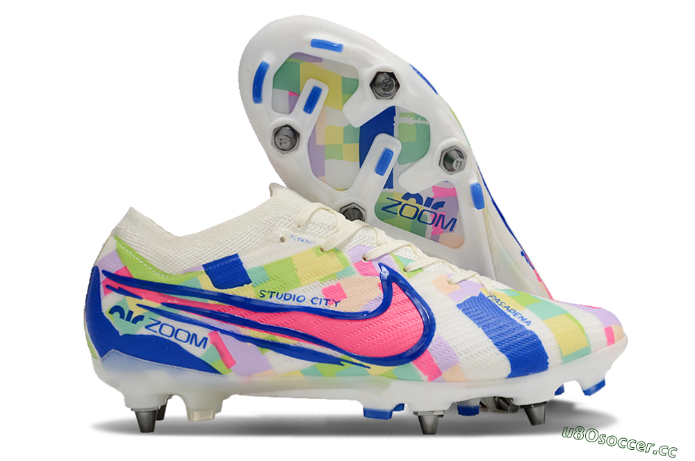 Men's Nike Air Zoom Mercurial Vapor 15 Elite SG Soft Ground Low-Tops Football Boots - Beige/Blue/Yellow/Pink 2