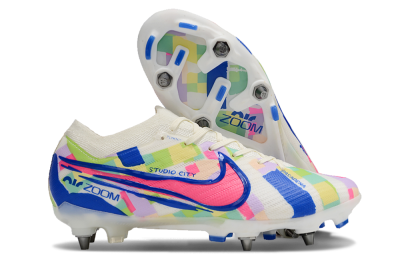 Men's Nike Air Zoom Mercurial Vapor 15 Elite SG Soft Ground Low-Tops Football Boots - Beige/Blue/Yellow/Pink