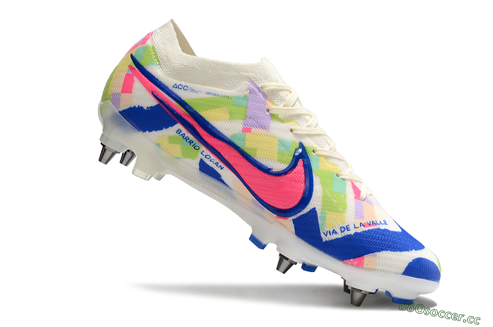 Men's Nike Air Zoom Mercurial Vapor 15 Elite SG Soft Ground Low-Tops Football Boots - Beige/Blue/Yellow/Pink 4