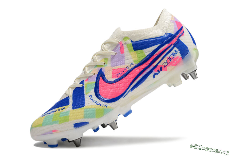 Men's Nike Air Zoom Mercurial Vapor 15 Elite SG Soft Ground Low-Tops Football Boots - Beige/Blue/Yellow/Pink 5