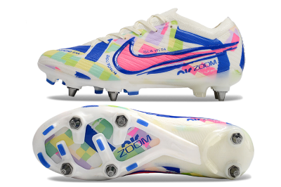 Men's Nike Air Zoom Mercurial Vapor 15 Elite SG Soft Ground Low-Tops Football Boots - Beige/Blue/Yellow/Pink