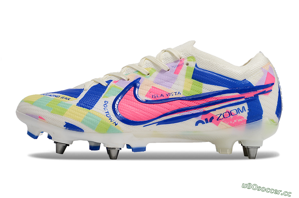 Men's Nike Air Zoom Mercurial Vapor 15 Elite SG Soft Ground Low-Tops Football Boots - Beige/Blue/Yellow/Pink 0