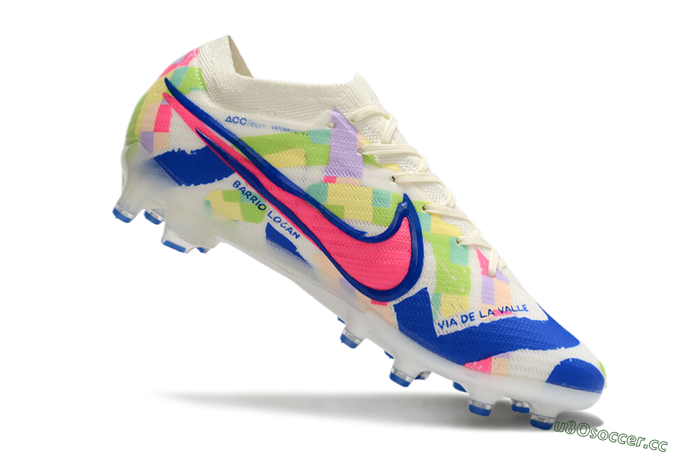 Men's Nike Air Zoom Mercurial Vapor 15 Elite AG Artificial Grass Low-Tops Football Boots - Beige/Blue/Yellow/Pink 4