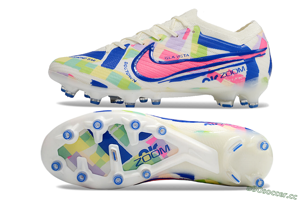 Men's Nike Air Zoom Mercurial Vapor 15 Elite AG Artificial Grass Low-Tops Football Boots - Beige/Blue/Yellow/Pink 1