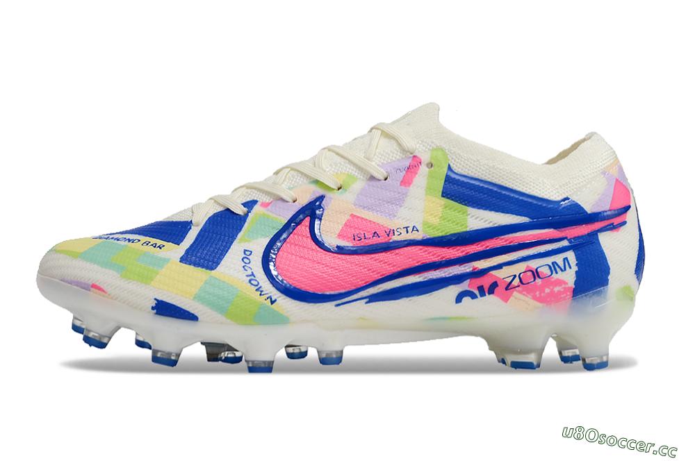 Men's Nike Air Zoom Mercurial Vapor 15 Elite AG Artificial Grass Low-Tops Football Boots - Beige/Blue/Yellow/Pink 0