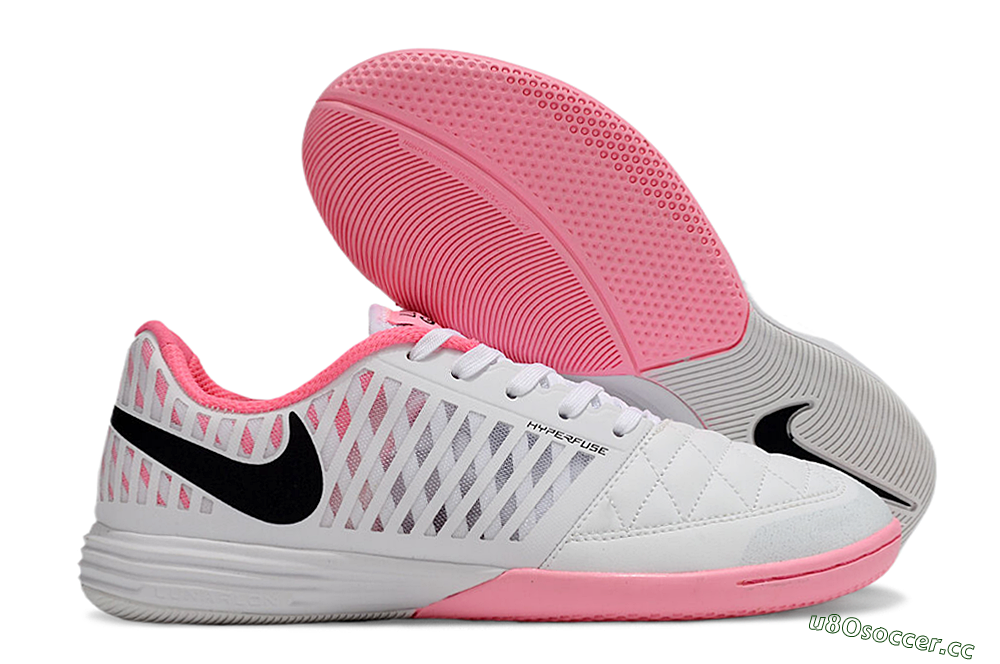 Men's Nike Lunar Gato 2 IC Indoor & Futsal Low-Tops Football Shoes - White/Pink/Black 2