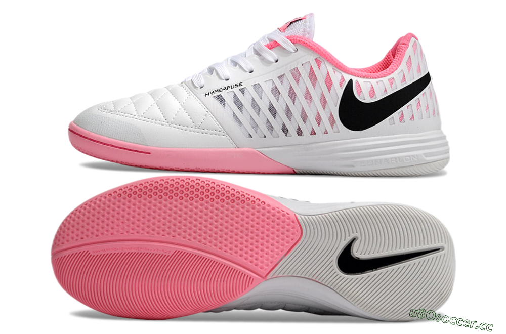 Men's Nike Lunar Gato 2 IC Indoor & Futsal Low-Tops Football Shoes - White/Pink/Black 1