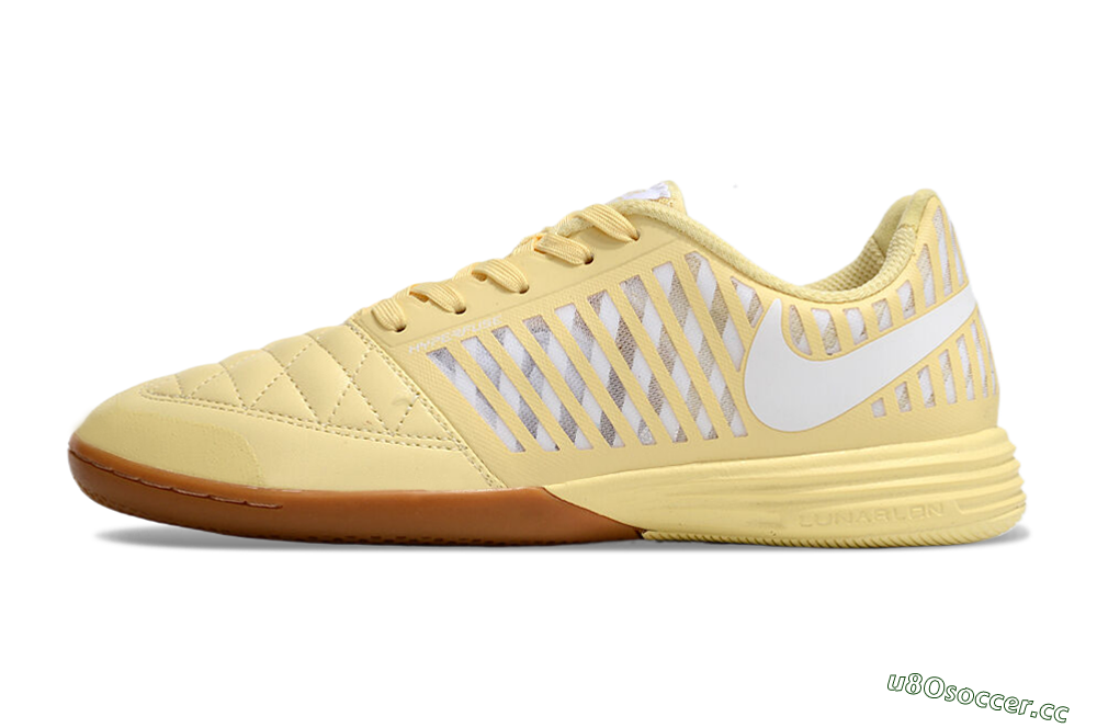 Men's Nike Lunar Gato 2 IC Indoor & Futsal Low-Tops Football Shoes - Yellow/White/Brown 0