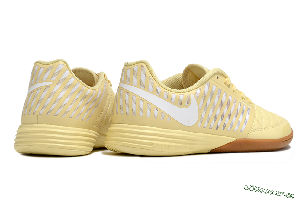 Men's Nike Lunar Gato 2 IC Indoor & Futsal Low-Tops Football Shoes - Yellow/White/Brown 6