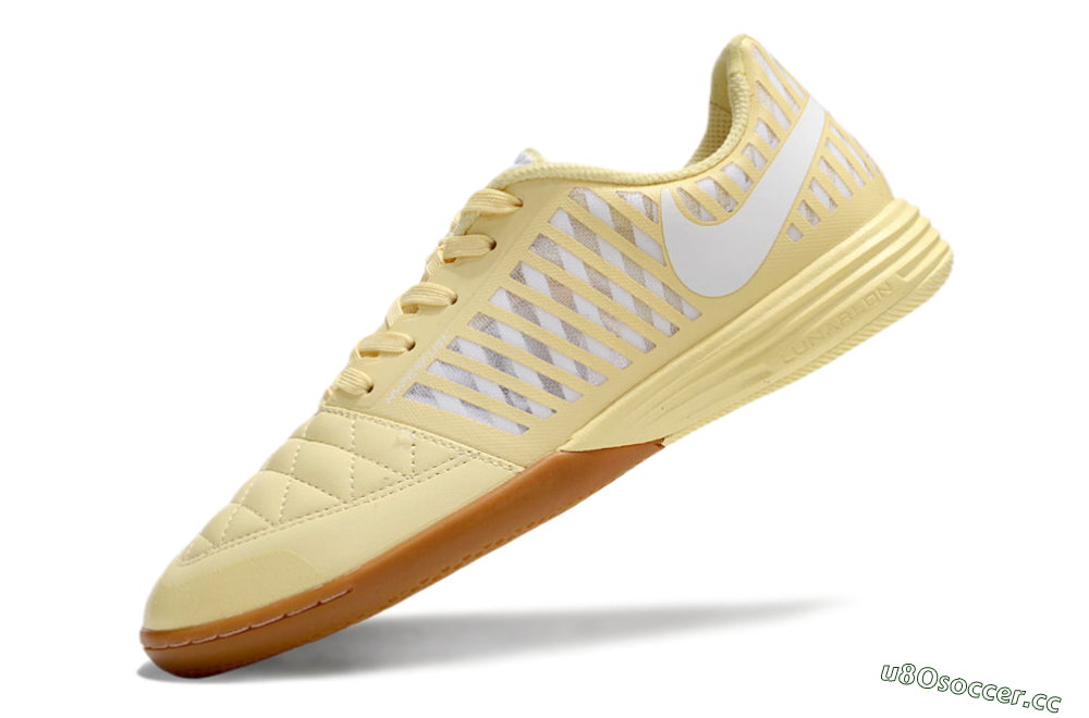 Men's Nike Lunar Gato 2 IC Indoor & Futsal Low-Tops Football Shoes - Yellow/White/Brown 5