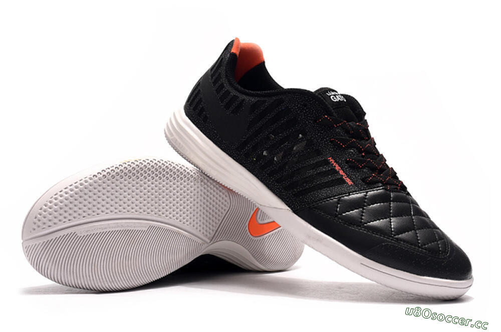 Men's Nike Lunar Gato 2 IC Indoor & Futsal Low-Tops Football Shoes - Black/Red/White 3