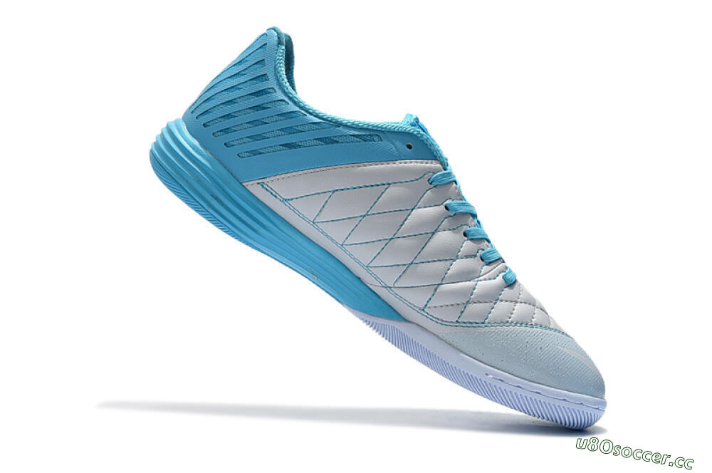 Men's Nike Lunar Gato 2 IC Indoor & Futsal Low-Tops Football Shoes - White/Blue/Silver 5