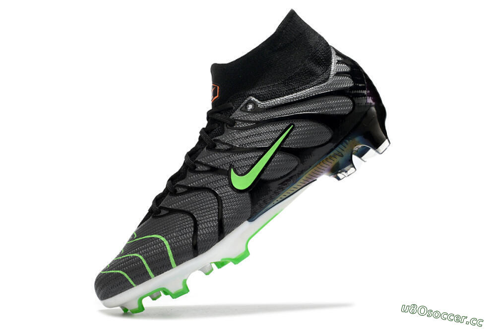 Men's Nike Air Zoom Mercurial Superfly 9 Elite FG Firm Ground High-Tops Football Boots - Silver/Black/Green 5