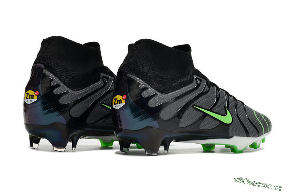 Men's Nike Air Zoom Mercurial Superfly 9 Elite FG Firm Ground High-Tops Football Boots - Silver/Black/Green 6