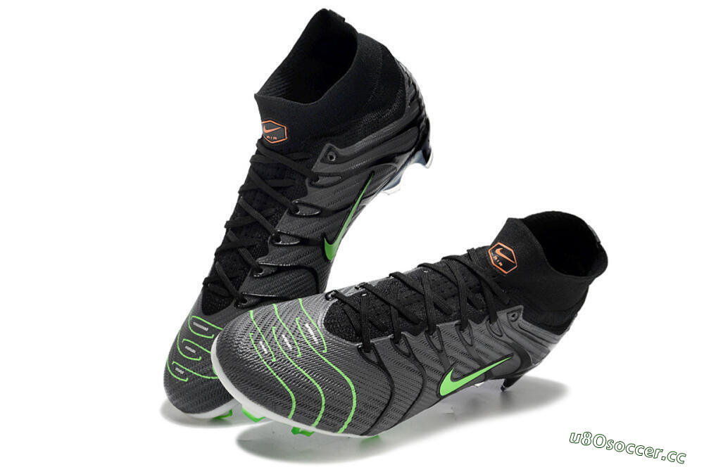Men's Nike Air Zoom Mercurial Superfly 9 Elite FG Firm Ground High-Tops Football Boots - Silver/Black/Green 3