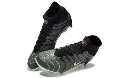 Men's Nike Air Zoom Mercurial Superfly 9 Elite FG Firm Ground High-Tops Football Boots - Silver/Black/Green