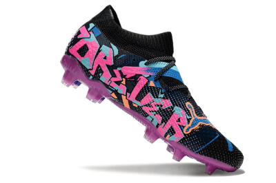 Men's Puma Future Ultimate FG Firm Ground Low-Tops Football Boots - Black/Blue/Pink