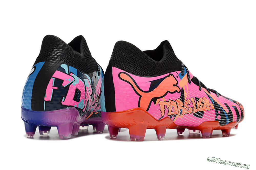 Men's Puma Future Ultimate FG Firm Ground Low-Tops Football Boots - Black/Blue/Pink 6