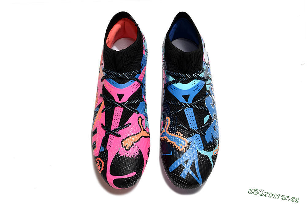 Men's Puma Future Ultimate FG Firm Ground Low-Tops Football Boots - Black/Blue/Pink 7