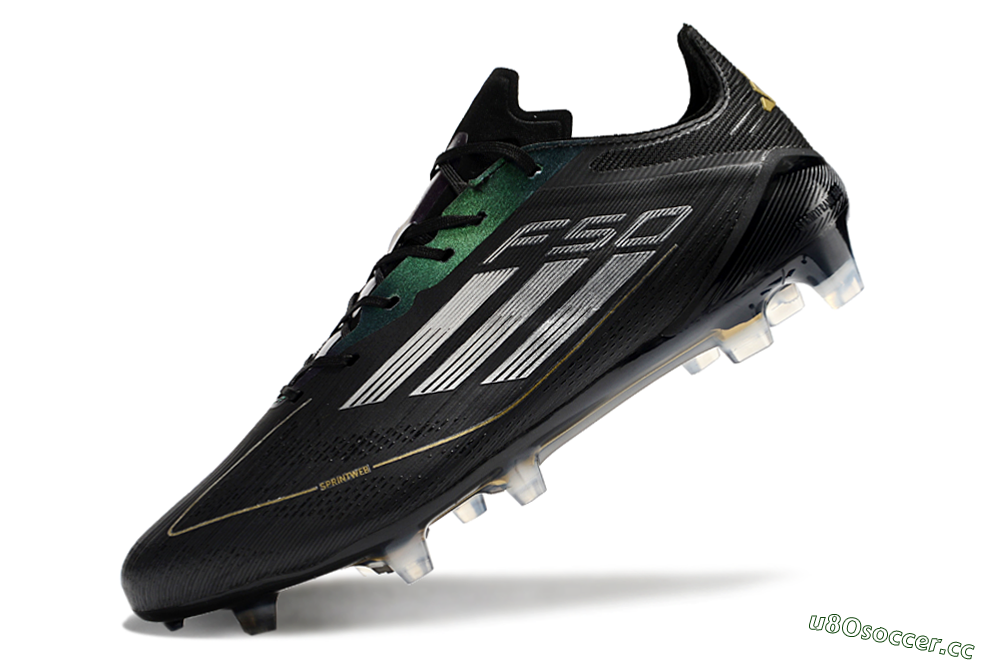 Men's Adidas F50 Adizero FG Firm Ground Low-Tops Football Boots - Black/Gold/Silver 4