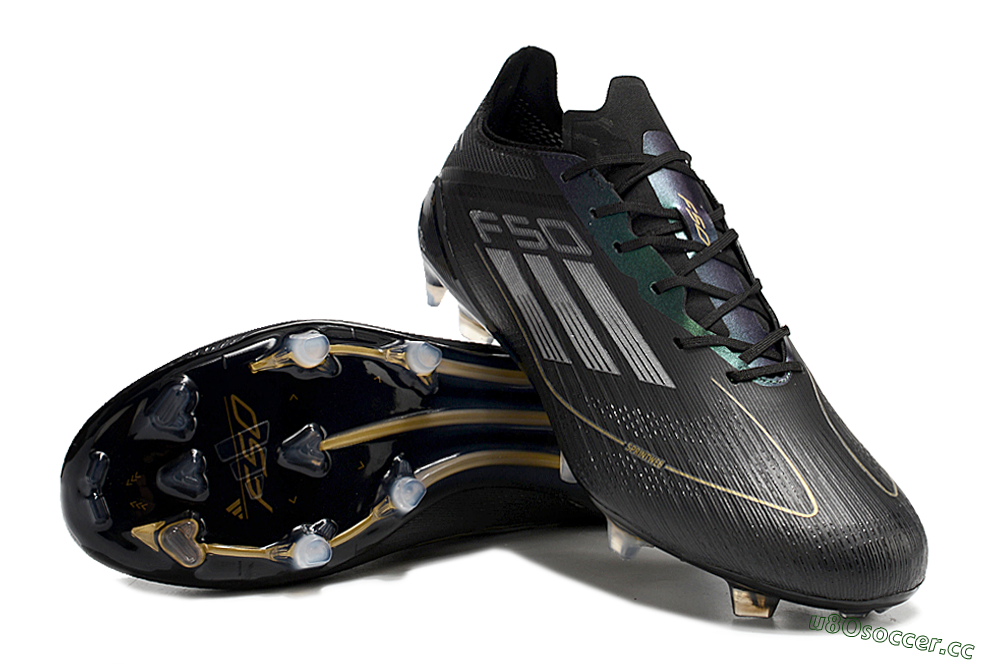 Men's Adidas F50 Adizero FG Firm Ground Low-Tops Football Boots - Black/Gold/Silver 0