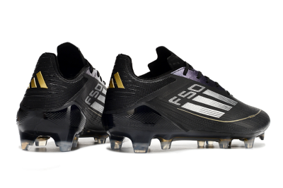 Men's Adidas F50 Adizero FG Firm Ground Low-Tops Football Boots - Black/Gold/Silver