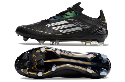Men's Adidas F50 Adizero FG Firm Ground Low-Tops Football Boots - Black/Gold/Silver