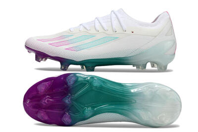Men's Adidas X23 crazyfast.1 Messi FG Firm Ground Low-Tops Football Boots - White/Pink/Green