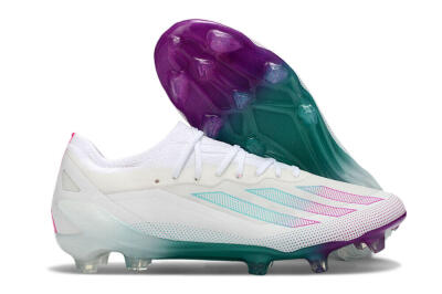Men's Adidas X23 crazyfast.1 Messi FG Firm Ground Low-Tops Football Boots - White/Pink/Green